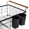 Kitchen Details Acacia Wood Black Drying Rack with Draining Tray